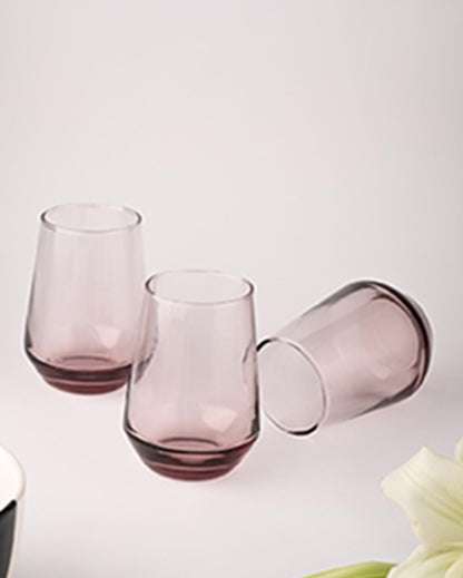 Sleek Classic Pink Shade Water Drinking Glasses | Set of 6 | 3 x 4 inches | 390ml