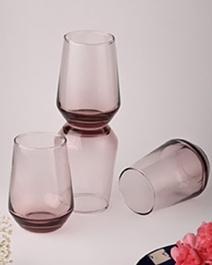 Sleek Classic Pink Shade Water Drinking Glasses | Set of 6 | 3 x 4 inches | 390ml