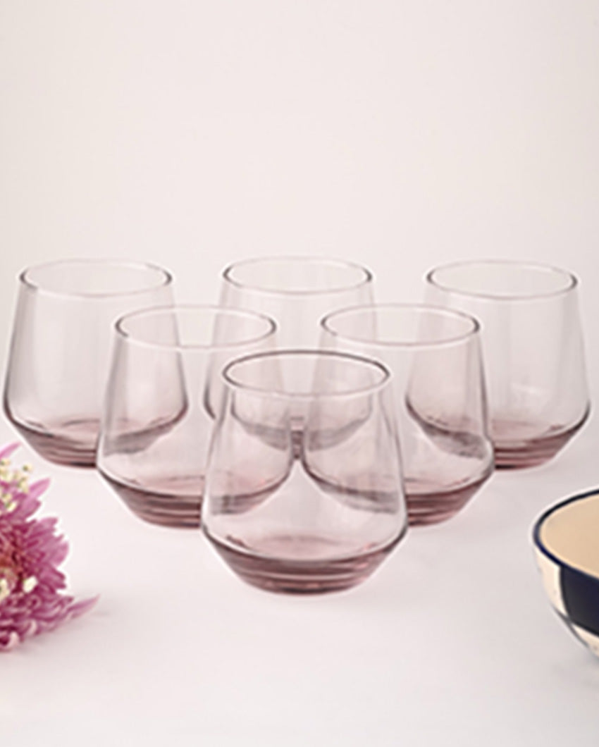 Beautiful Crafted Pink Shade Whiskey Glasses | Set of 6 | 3 x 4 inches | 390ml