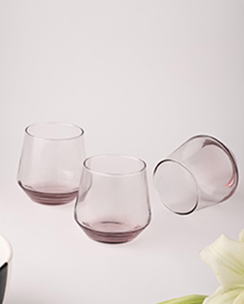 Beautiful Crafted Pink Shade Whiskey Glasses | Set of 6 | 3 x 4 inches | 390ml