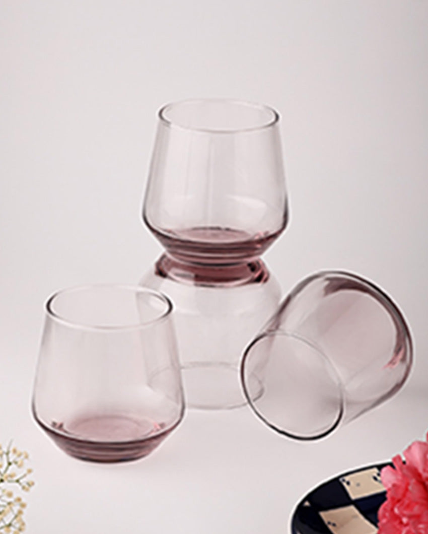 Beautiful Crafted Pink Shade Whiskey Glasses | Set of 6 | 3 x 4 inches | 390ml