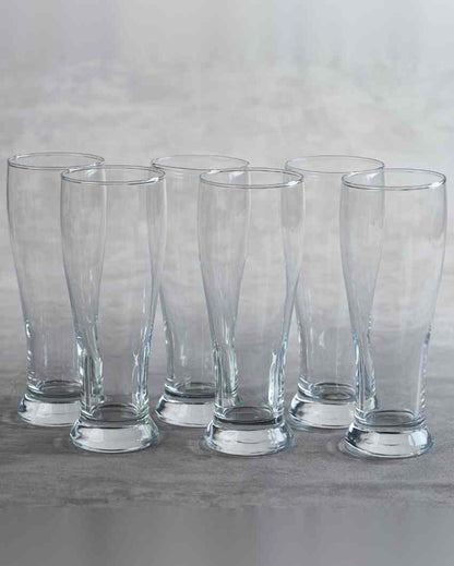 Crystal Transparent Beer Glass | Set of 6 | 460 ML