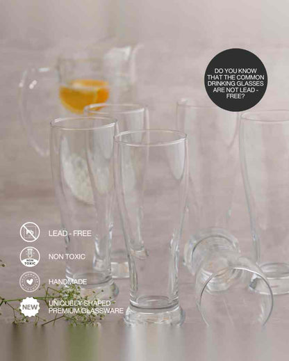 Crystal Transparent Beer Glass | Set of 6 | 460 ML