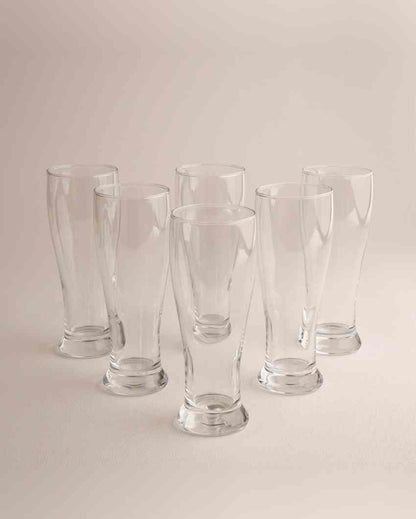 Crystal Transparent Beer Glass | Set of 6 | 460 ML