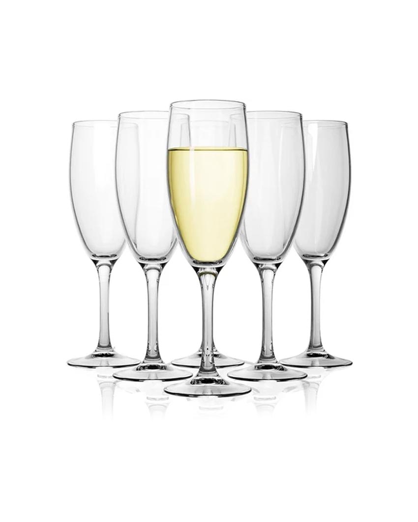 Lavish & Stunning Toasting Style Champagne Clear Glasses | Set of 6 | 2 x 9 inches | 220ml