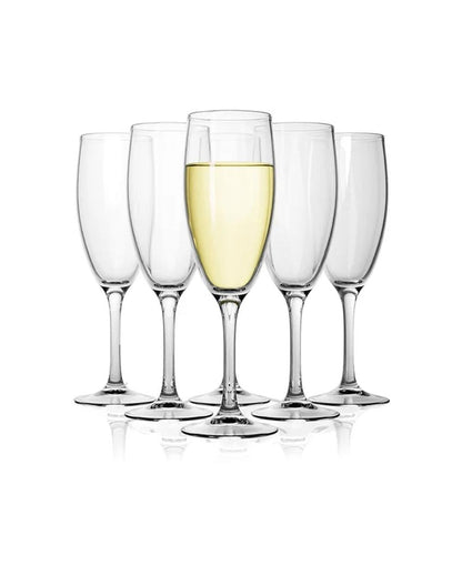 Lavish & Stunning Toasting Style Champagne Clear Glasses | Set of 6 | 2 x 9 inches | 220ml