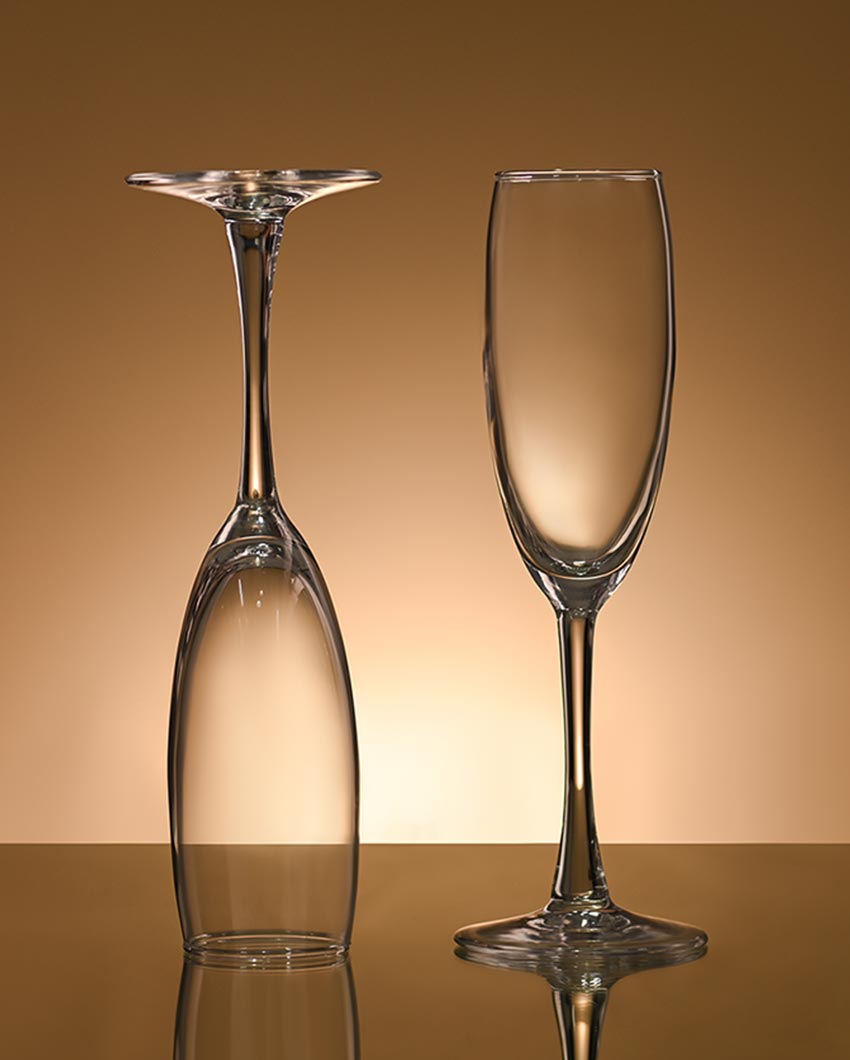 Lavish & Stunning Toasting Style Champagne Clear Glasses | Set of 6 | 2 x 9 inches | 220ml