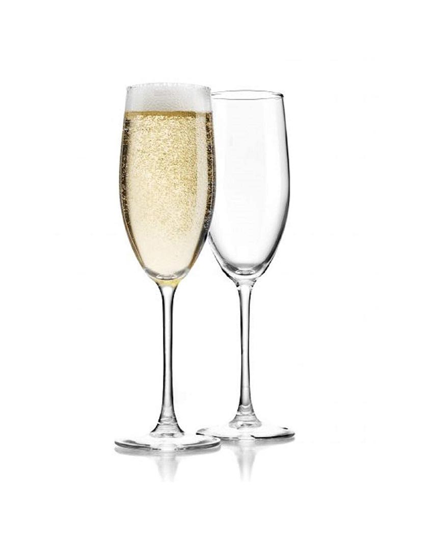 Lavish & Stunning Toasting Style Champagne Clear Glasses | Set of 6 | 2 x 9 inches | 220ml