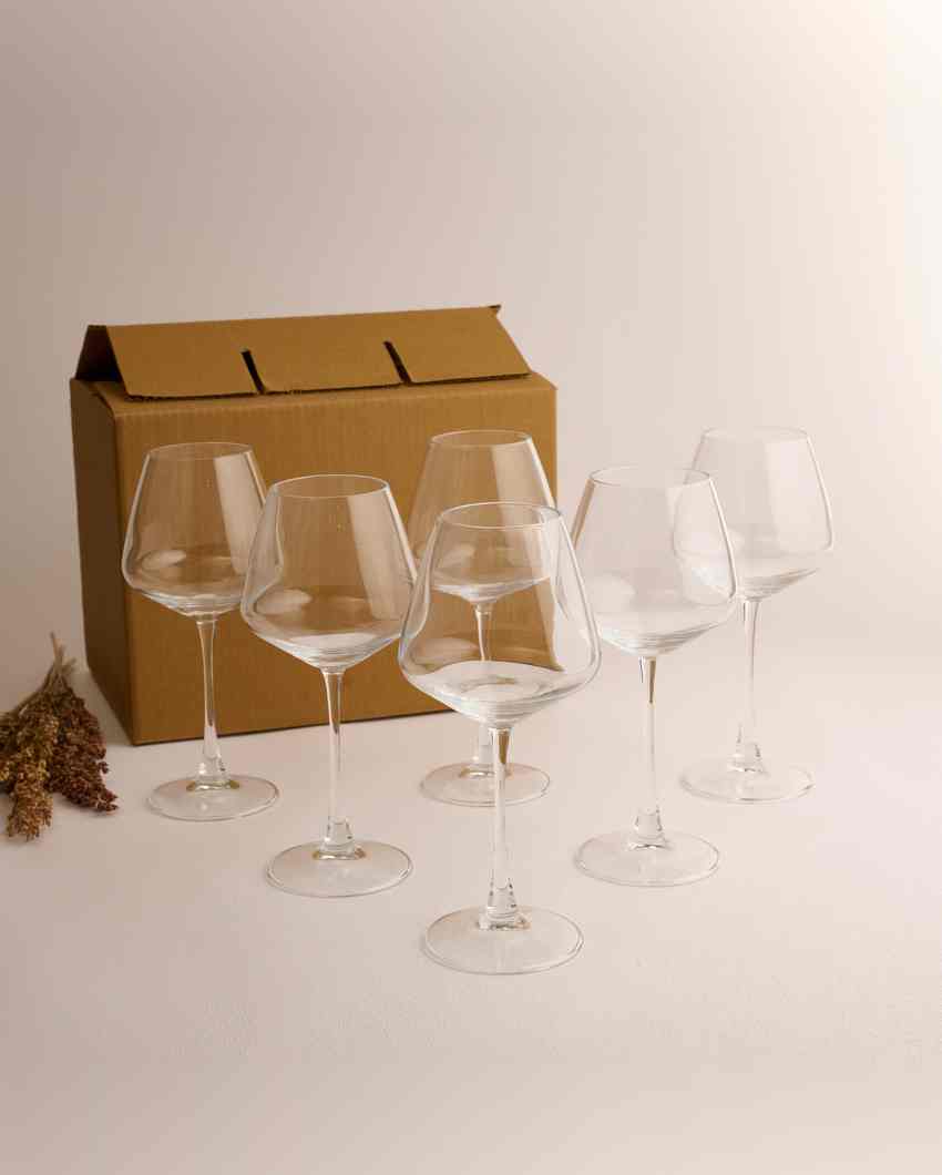 Elegant Transparent Red Wine Glass | Set of 6 | 590 ML