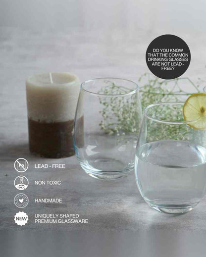 Crystal Transparent Water Glass | Set of 6 | 390 ML