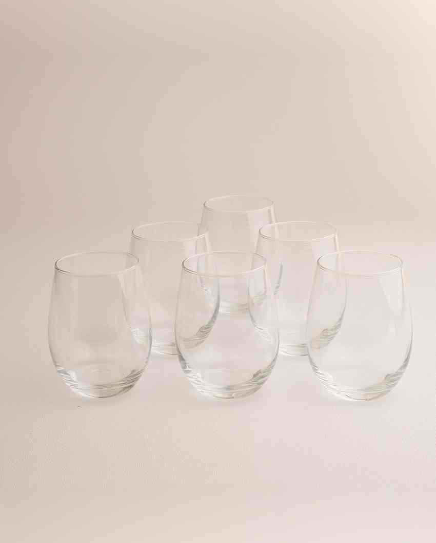 Crystal Transparent Water Glass | Set of 6 | 390 ML