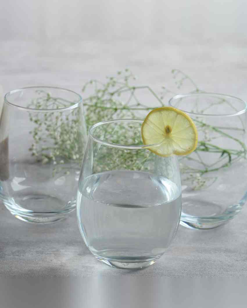 Crystal Transparent Water Glass | Set of 6 | 390 ML