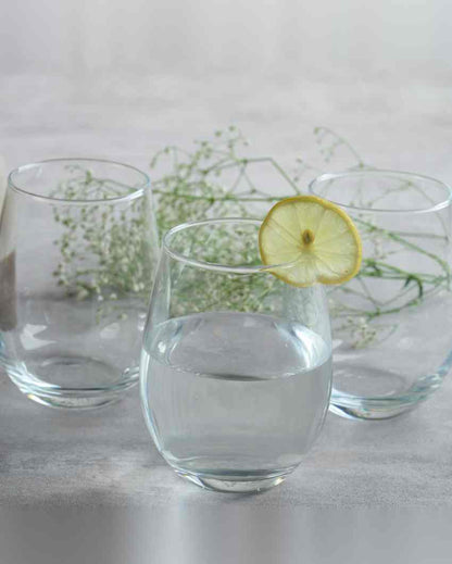 Crystal Transparent Water Glass | Set of 6 | 390 ML