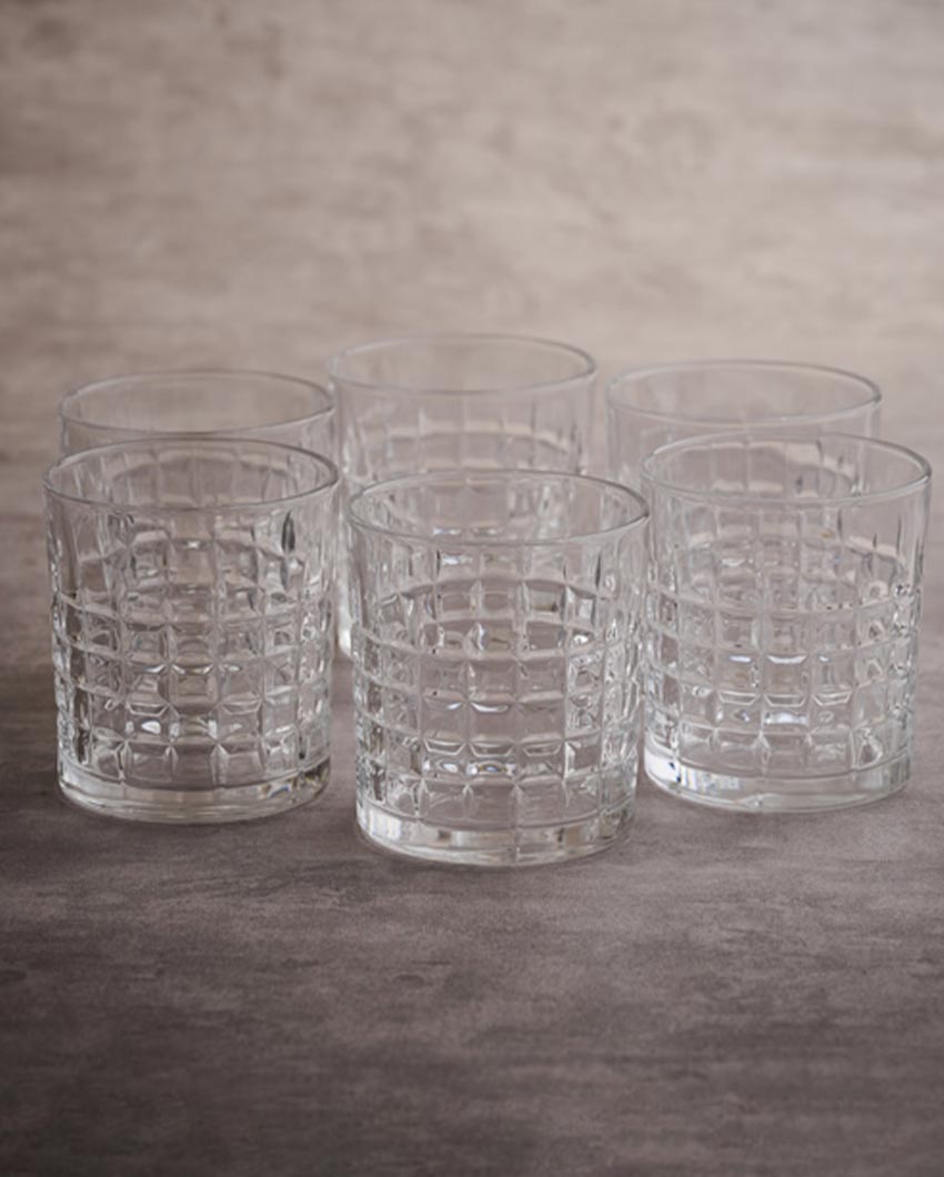 Premium Transparent Whiskey Glass | Set of 6 | 350 ML