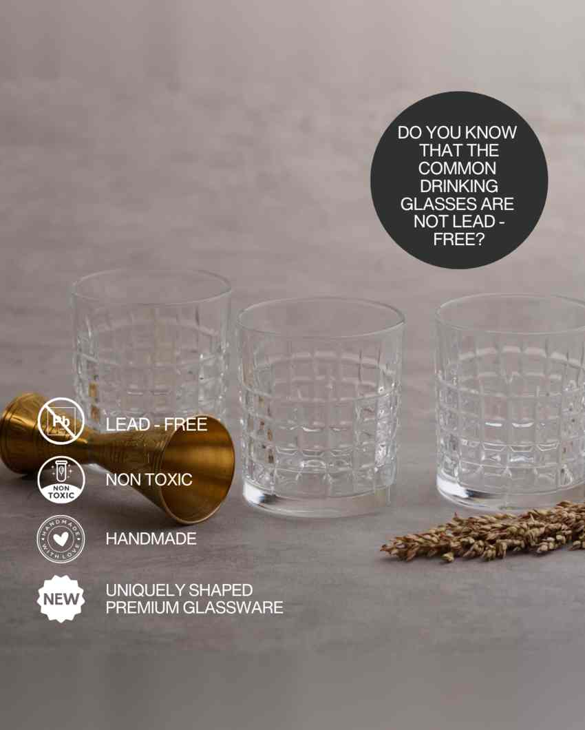 Premium Transparent Whiskey Glass | Set of 6 | 350 ML