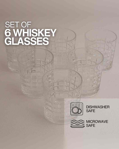 Premium Transparent Whiskey Glass | Set of 6 | 350 ML