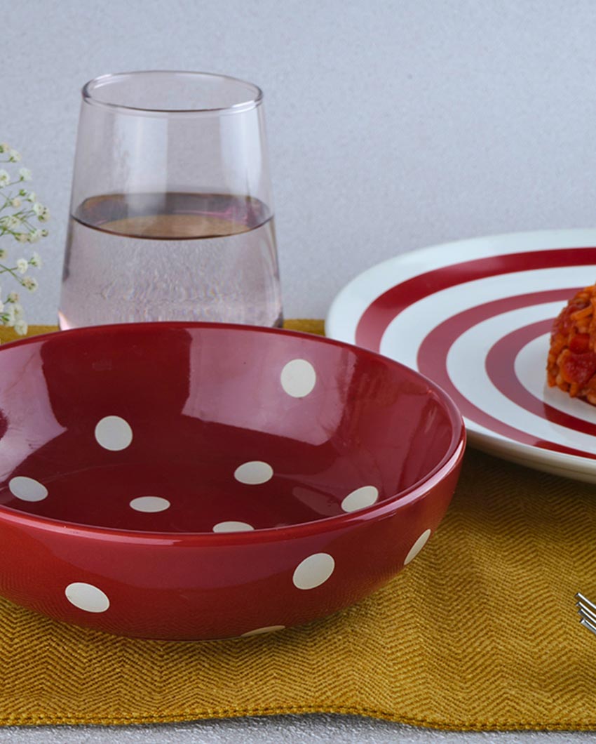Graceful Appeal Red Porcelain Dinner Set | Pack of 21
