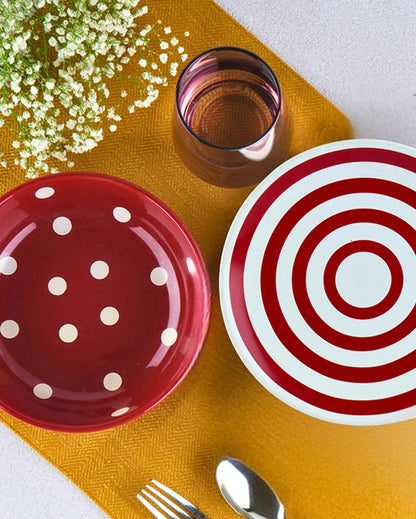 Bold & Vibrant Red Porcelain Quarter Plates | Set of 6 | 7 inches
