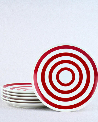Bold & Vibrant Red Porcelain Quarter Plates | Set of 6 | 7 inches