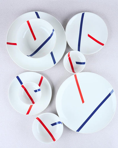 Stylishly Sleek TAMO White Porcelain Dinner Set | Pack of 21