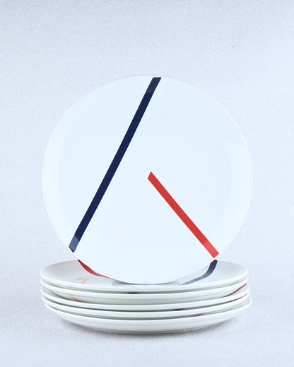 Clean Finish Elegant TAMO White Porcelain Full Plates | Set of 6 | 10 inches