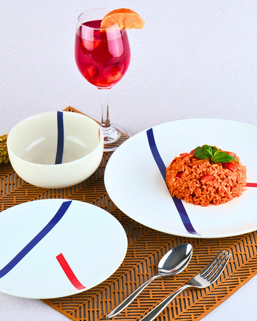 Clean Finish Elegant TAMO White Porcelain Full Plates | Set of 6 | 10 inches