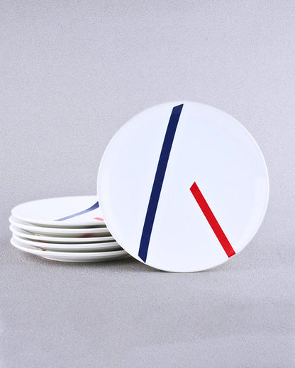 Minimalist Sleek TAMO White Porcelain Quarter Plates | Set of 6 | 7 inches