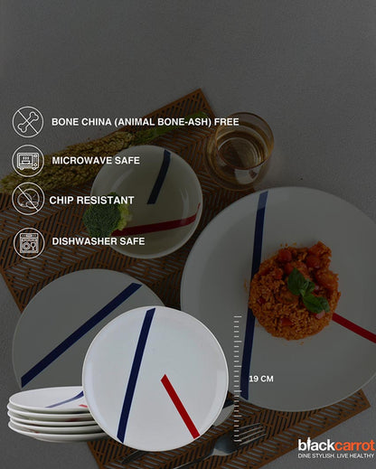 Minimalist Sleek TAMO White Porcelain Quarter Plates | Set of 6 | 7 inches
