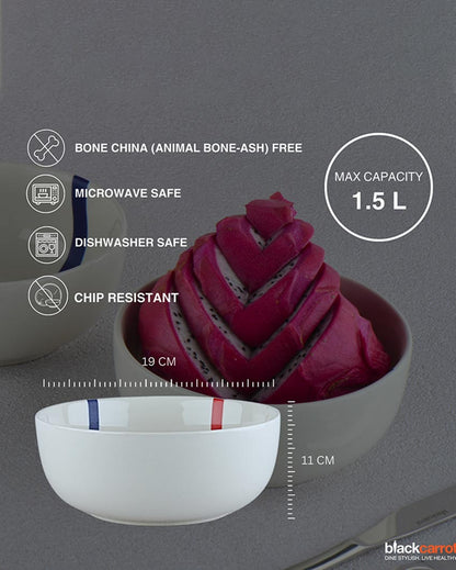 Trendy Stylish TAMO White Porcelain Serving Bowl | 7 x 4 inches | 1.5L