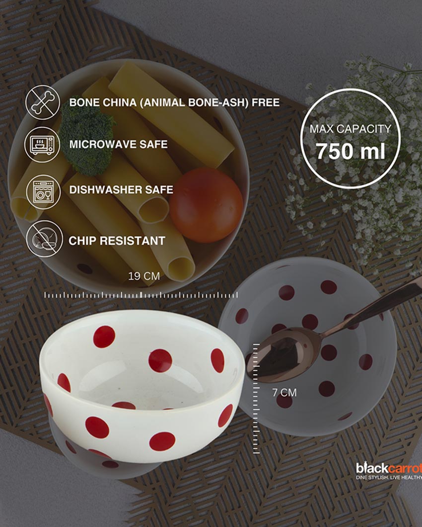 Glossy Look Porcelain Snack Bowl | Set of 2 | 7 x 3 inches | 750ml