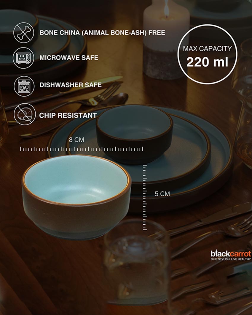 Elegant Classic Stoneware Small Bowl | Set of 6 | 3 x 2 inches | 220ml