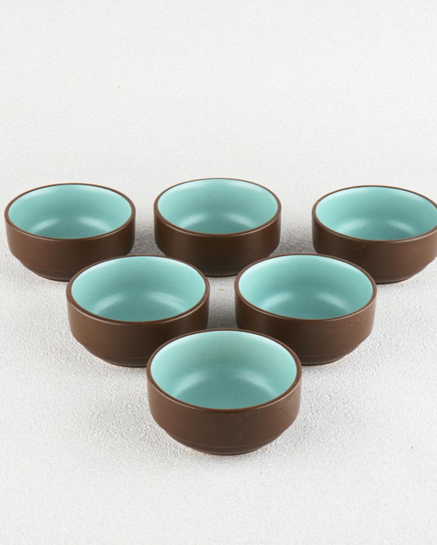 Elegant Classic Stoneware Small Bowl | Set of 6 | 3 x 2 inches | 220ml