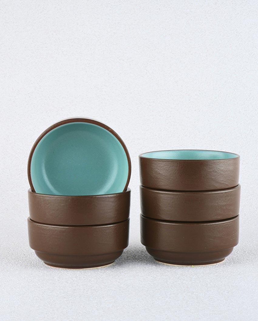 Elegant Classic Stoneware Small Bowl | Set of 6 | 3 x 2 inches | 220ml