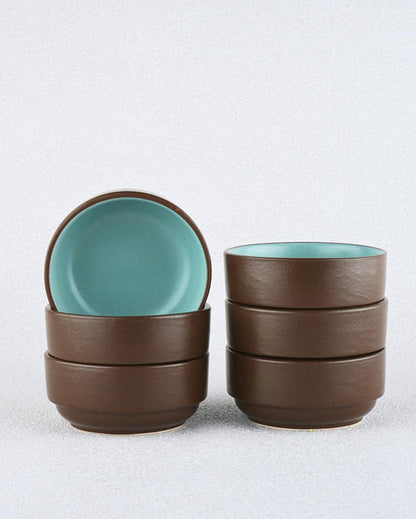 Elegant Classic Stoneware Small Bowl | Set of 6 | 3 x 2 inches | 220ml