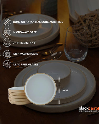 Everyday Use Friendly Stoneware Quarter Plates | Set of 6 | 7 inches