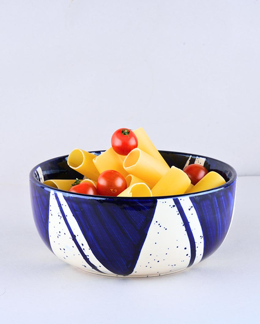 Blue Themed Splash Accent Stoneware Dinner Set | Pack of 21