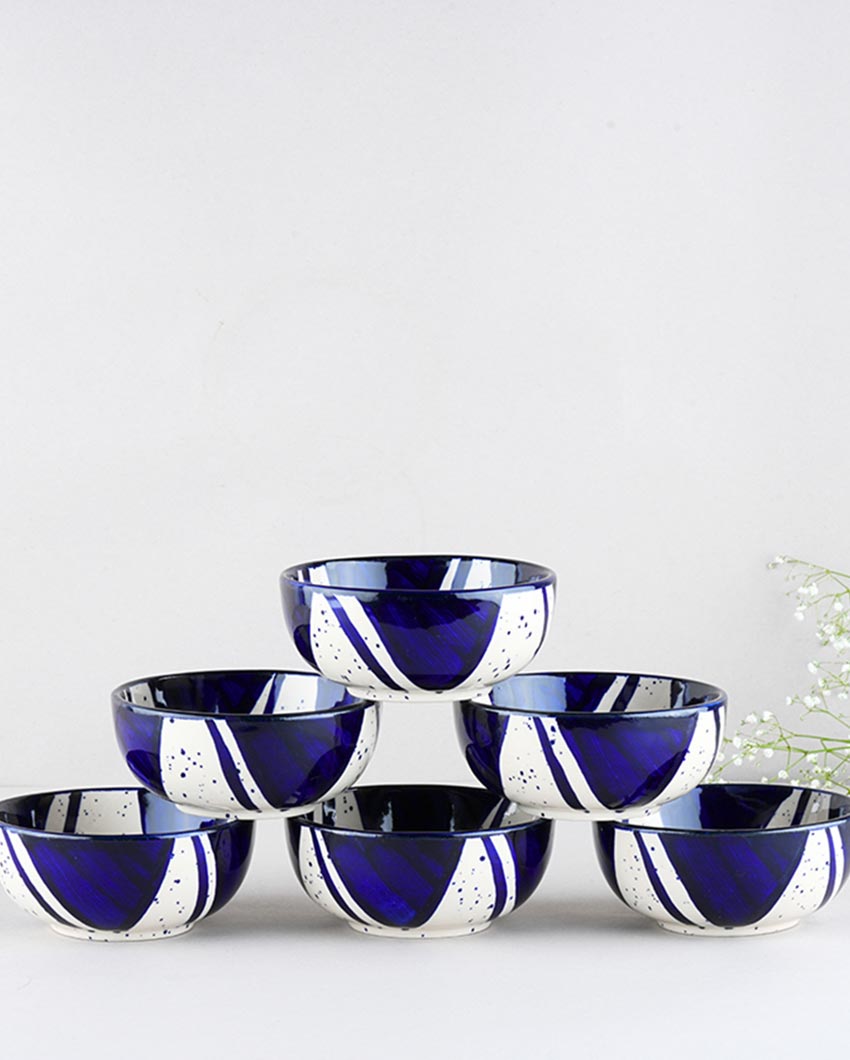 Blue Themed Splash Accent Stoneware Dinner Set | Pack of 21