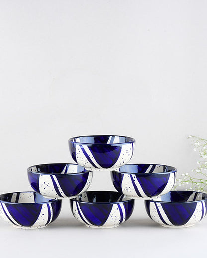 Blue Themed Splash Accent Stoneware Dinner Set | Pack of 21