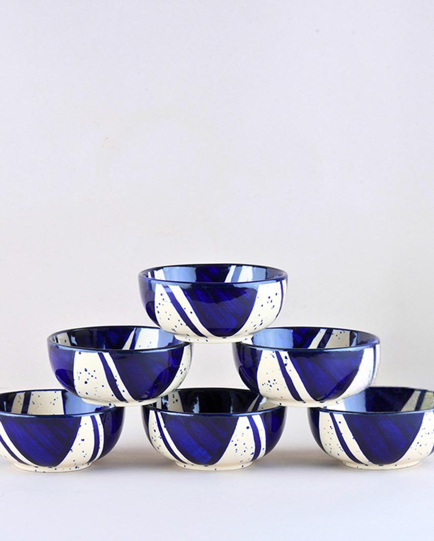 Beautifully Crafted Splash Stoneware Small Bowl | Set of 6 | 2 x 2 inches | 220ml