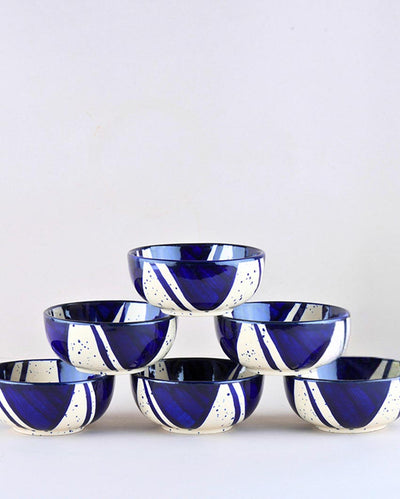 Beautifully Crafted Splash Stoneware Small Bowl | Set of 6 | 2 x 2 inches | 220ml