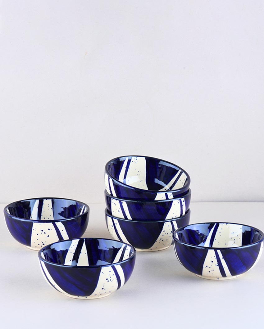 Beautifully Crafted Splash Stoneware Small Bowl | Set of 6 | 2 x 2 inches | 220ml