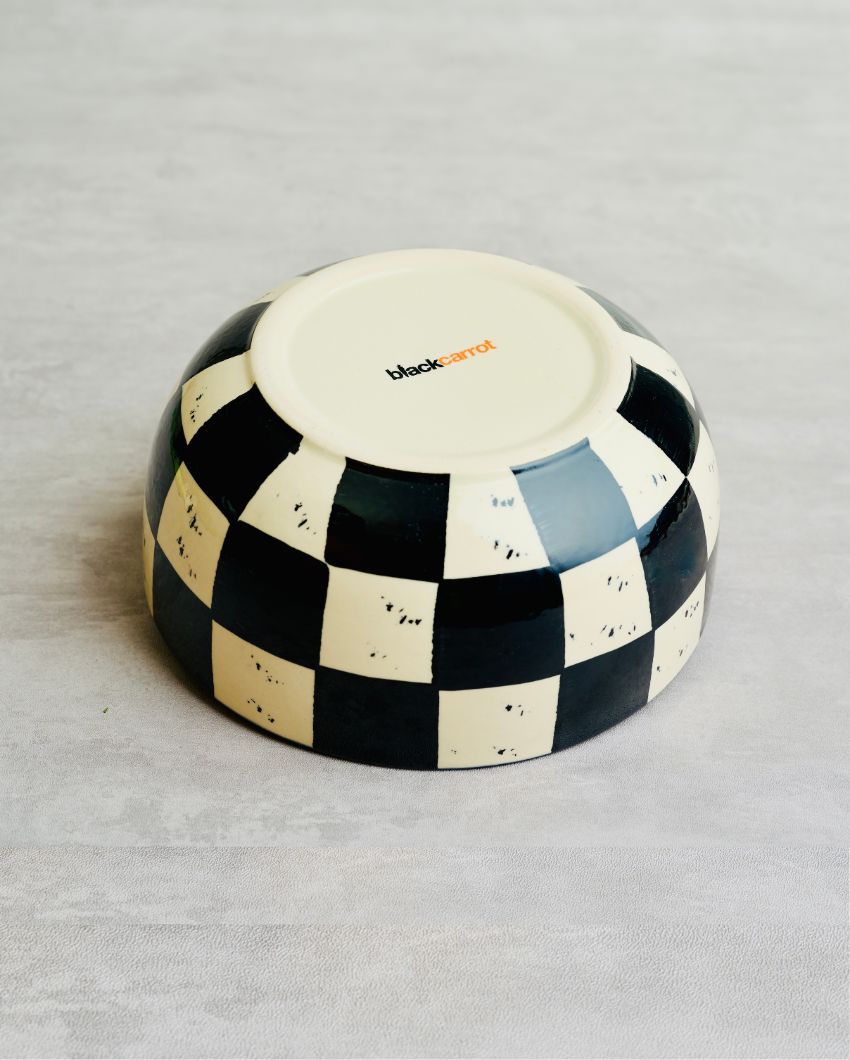 Black & White Box Pattern Ceramic Dip Bowls | Set Of 2