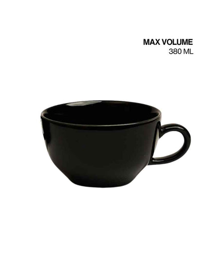 Sleek Black Ceramic Stoneware Coffee Mug | Set of 2 | 380 ML