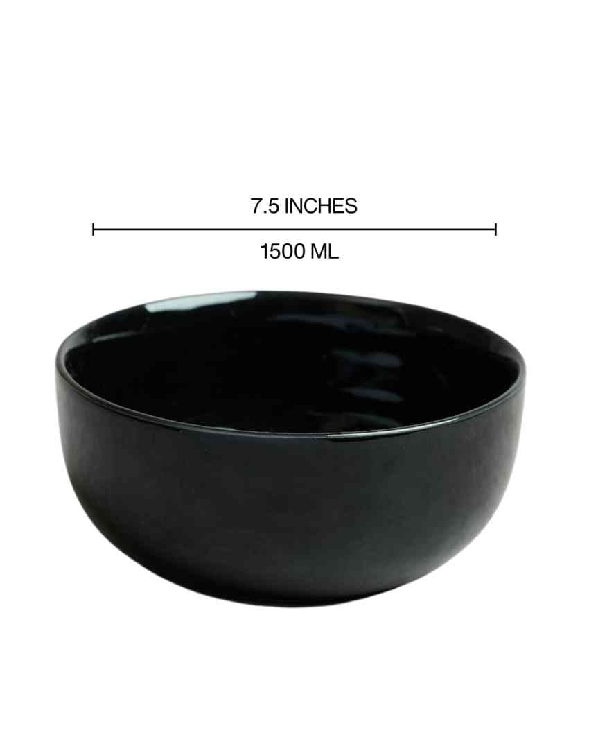 Classic Black Ceramic Stoneware Serving Bowl | 1500 ML | 8 inches