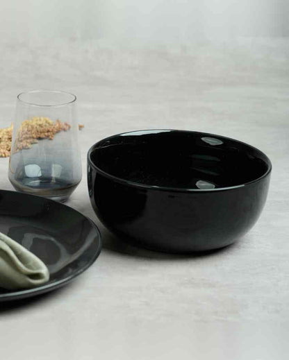 Classic Black Ceramic Stoneware Serving Bowl | 1500 ML | 8 inches