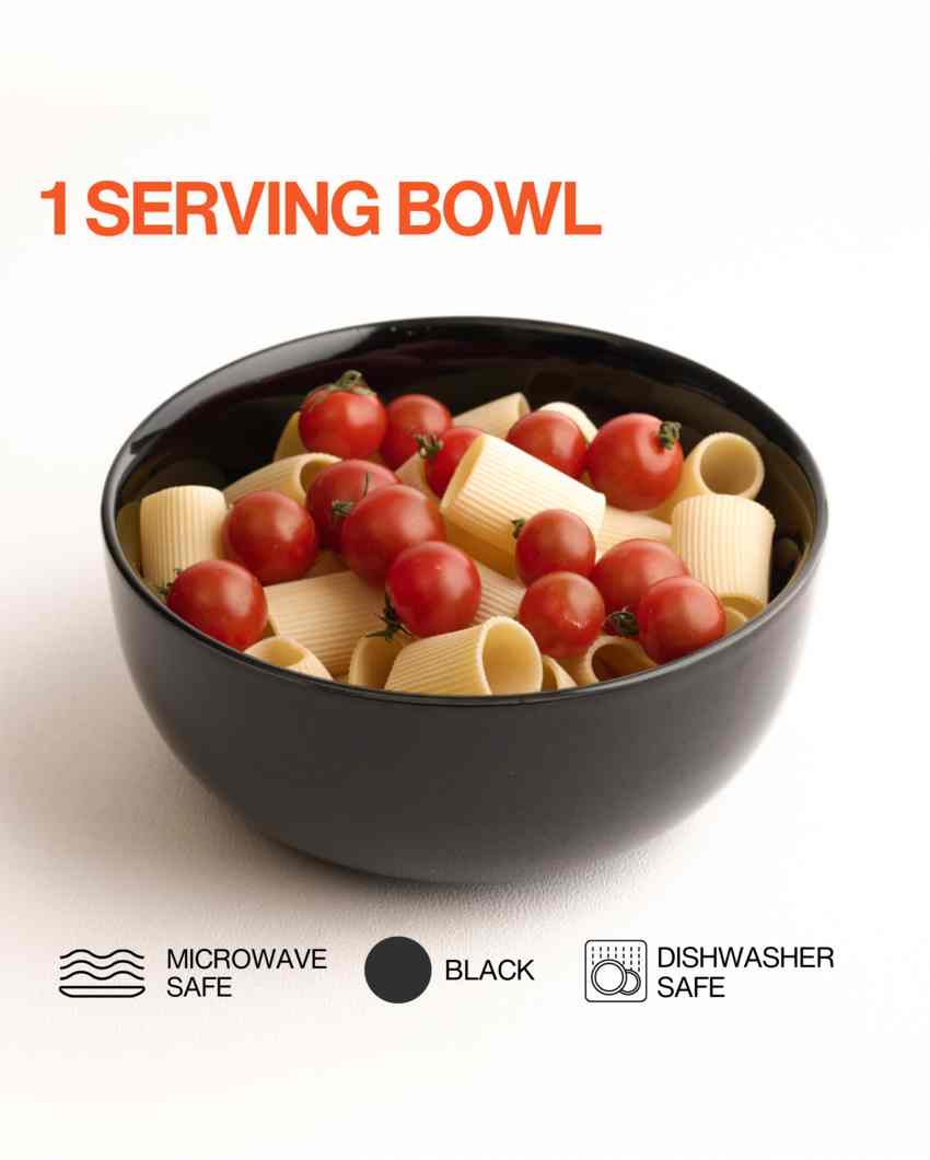 Classic Black Ceramic Stoneware Serving Bowl | 1500 ML | 8 inches