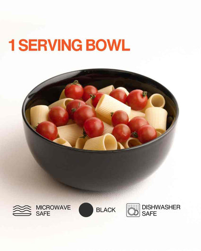 Classic Black Ceramic Stoneware Serving Bowl | 1500 ML | 8 inches