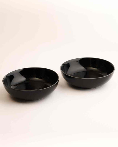 Timeless Black Ceramic Stoneware Snack Bowl | Set of 2 | 750 ML | 7 inches