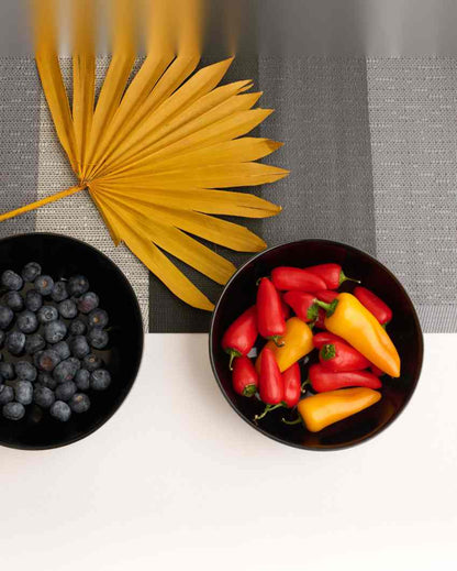 Timeless Black Ceramic Stoneware Snack Bowl | Set of 2 | 750 ML | 7 inches