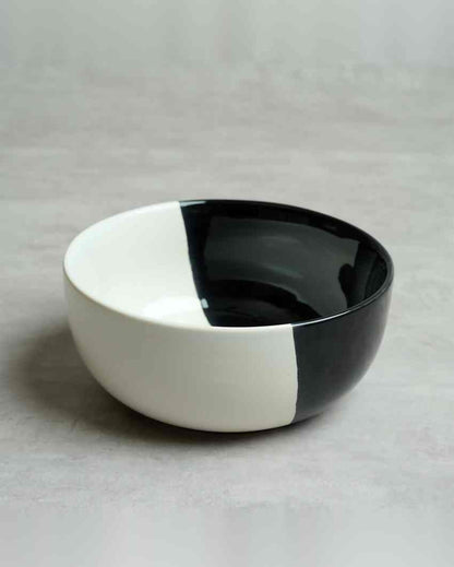 Elegant Fifty Fifty White Ceramic Stoneware Serving Bowl | 1500 ML | 8 inches